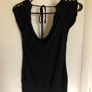 Black open back shirt